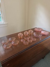 1930's Jeanette Blush Pink Cube Lidded Powder Dishes, Bowls, Plates picture