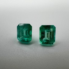 3.0 Ct Natural Colombian Emerald Pair - Emerald Cut - Loose Gemstones picture