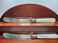 2 ANTIQUE STERLING SILVER CUTLERY WITH MOTHER OF PEARL HANDLES, SHEFFIELD 1920 picture