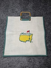 NEW Augusta National Masters Golf Jute Burlap Bag with Bamboo Handles 18X18 picture