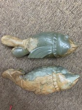 2Pcs Large Unique Chinese Old HeTian Jade Hand Carved *Fish* Statue picture
