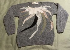 vintage “CAREER GUILD” (CG) WOOL SWEATER WOMEN’S L large GRAY PULL-OVER L/S nice picture