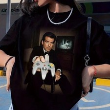 GoldenEye N64 Pierce Brosnan Shirt, Retro James Bond 007 Nintendo 64 Gaming Tee picture