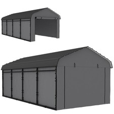 Outsunny 12' x 20' Metal Carport, Heavy Duty Garage Car Canopy with Galvanized M picture