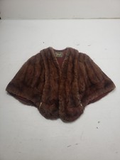 Vintage Graf's Fine Furs Mink Fur Cape Capelet w/ Arm Straps Brown One Size picture