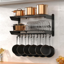 Pot Rack Wall Mounted 30 Inch, 2-Tier Heavy Duty Pot and Pan Hanging picture
