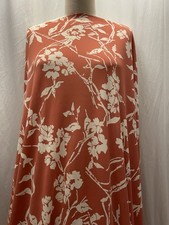 Vintage Rayon Matte Jersey Knit Floral Terracotta Cream Fabric 3 Yards 5