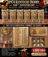 NOS Kentucky Derby 100th Anniversary 1974 Vintage Mint Julep Glasses, Libby picture
