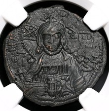 BYZANTINE. Anonymous Christ Follis, 975-1035 AD. Class A2/A3, NGC XF picture
