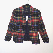 NEW J. CREW Stewart Tartan Plaid Lurex 'Going Out' Blazer Sz 6 Italian AE992 picture