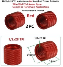 2 PC Red 1/2x28 TPI Thread Protector Thin Type For Hand Gun & Rifle Application picture