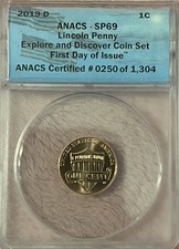 2019-D MS/SP69  1C Lincoln Shield Cent ANACS FIRST DAY ISSUE Certified beautiful picture