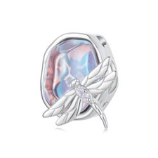 Silver Conch Bead Charm Dachshund Charm for Original Charm Bracelet Lake Blue picture