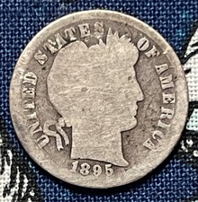 1895 S Barber Dime 90% Silver Circulated Rare Semi Key picture