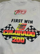 Tony Stewart Signed 1997 First Win Colorado Team Menard IRL Racing T-Shirt XL picture