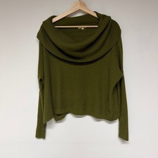 LAmade Womens Size S Olive Green Wool Cashmere Cowl Neck Boxy Sweater picture
