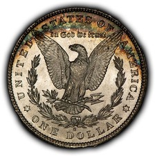 1881-S $1 Morgan Silver Dollar - PQ Rainbow Crescent Toning - BU - SKU-D7829 picture