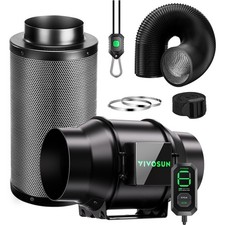 VIVOSUN AeroZesh G6 6'' 388 CFM Inline Duct Fan w/E12,Carbon Filter & 8' Ducting picture