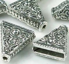 6 Antique Silver Pewter Triangle Connector Beads 15x14mm  picture