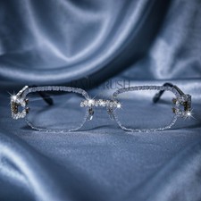 Moissanite Iced Out Rimless Sunglasses Men's Designer Hip Hop Silver Glasses GRA picture