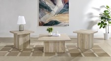 3 PC. DISTRESSED COFFEE COCKTAIL TABLE AND 2 END TABLES LIVINGROOM FURNITURE SET picture