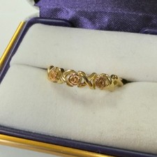Landstrom's Black Hills Gold 10K Three Rose Ring Ladies 12K Leaves NEW Sizes 5-8 picture