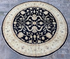 6x6 ft Oriental Hand Knotted Black Ziegler Turkish Traditional Afghan Wool Rug picture