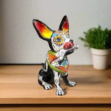 Talavera Chihuahua Holding Bone | Day of the Dead Dog Figurine picture