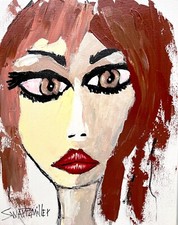 Original LADY Pop Art Portrait PAINTING canvas 16x20 SWARTZMILLER DNA unique new picture