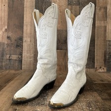 Tony Lama Vintage White Western Cowboy Boots Womens 6 M picture