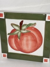 Cute Vintage Ceramic Treasure Craft Trivet Wall Art Tomato ￼6 1/2“ X 6 1/2“ picture