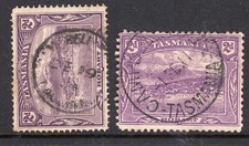Tasmania CAMPBELL TOWN pmks type 1 &2b on 2d pictorials rated VC (1) by Hardinge picture