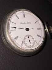 Hamilton Silver Pocket Watch White Roman Dial Small Seconds Open Face Manual picture