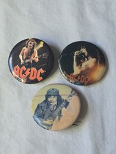 3 Vintage AC/DC Pinbacks Badge 80's Tour Concert Band Logo Memorabilia 1