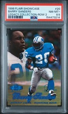 1998 FLAIR SHOWCASE BARRY SANDERS ROW 2 LEGACY COLLECTION 4 /100 PSA 8.5 NM-MT+ picture