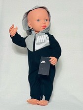 NEW AIR NIKE Baby BOYS  HoodedJumpsuit 0-6 Months. Black & Gray picture