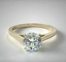 14K Yellow Gold 1.5Ct Round Lab-Created Diamond Women's Classic Anniversary Ring picture