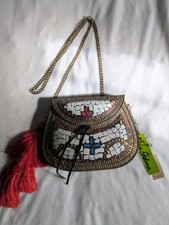 Sam Edelman Mosaic White Purse Red Tassel Nwt picture