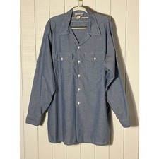 Vintage Dickies USA made Blue Chambray Work Shirt Men's XL Long Sleeve picture