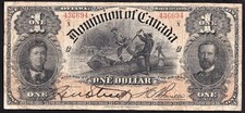 Canada 1898 $1 One Dollar Banknote - Boville Ones Outwards  DC-13c picture