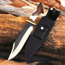 Handmade 1095 High Carbon Steel Bowie Knife | Stag Horn Handle Hunting Survival  picture