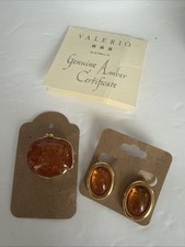 Vintage Valerio 888 Ian &Valery Co NYC  Amber Pin & Clip Earrings Set READ picture