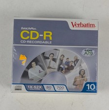 VERBATIM CD-R 1X-52X 80 MINUTE 700MB SLIM CASE 10 PACK picture
