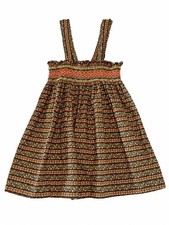 Vintage Made in USA Girls 6X Floral Smocked Jumper Dress Prairie 100% Cotton picture