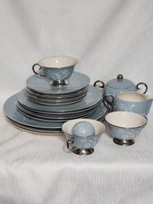 20 pc Blue Strata Flintridge China Reverie Dinnerware Set Plates Coffee Tea Cup picture