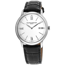 New Baume & Mercier Classima Quartz 42mm White Dial Black Men's Watch 10414 picture
