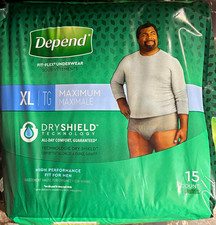 Depend FIT-FLEX Men’s Incontinence Pants XL Maximum 15 Count Gray Disposable picture
