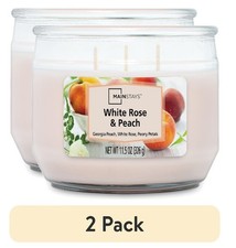 Mainstays White Rose and Peach 3 Wick Candle 11.5oz  2 pack picture