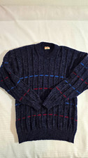Vintage 80s 90s Morris Sueters Grandpa Knit Crewneck Sweater Navy Blue Men's L picture