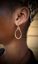 Simple Handmade Rustic Hammered Copper Mini Teardrop Dangle Women's Earrings picture